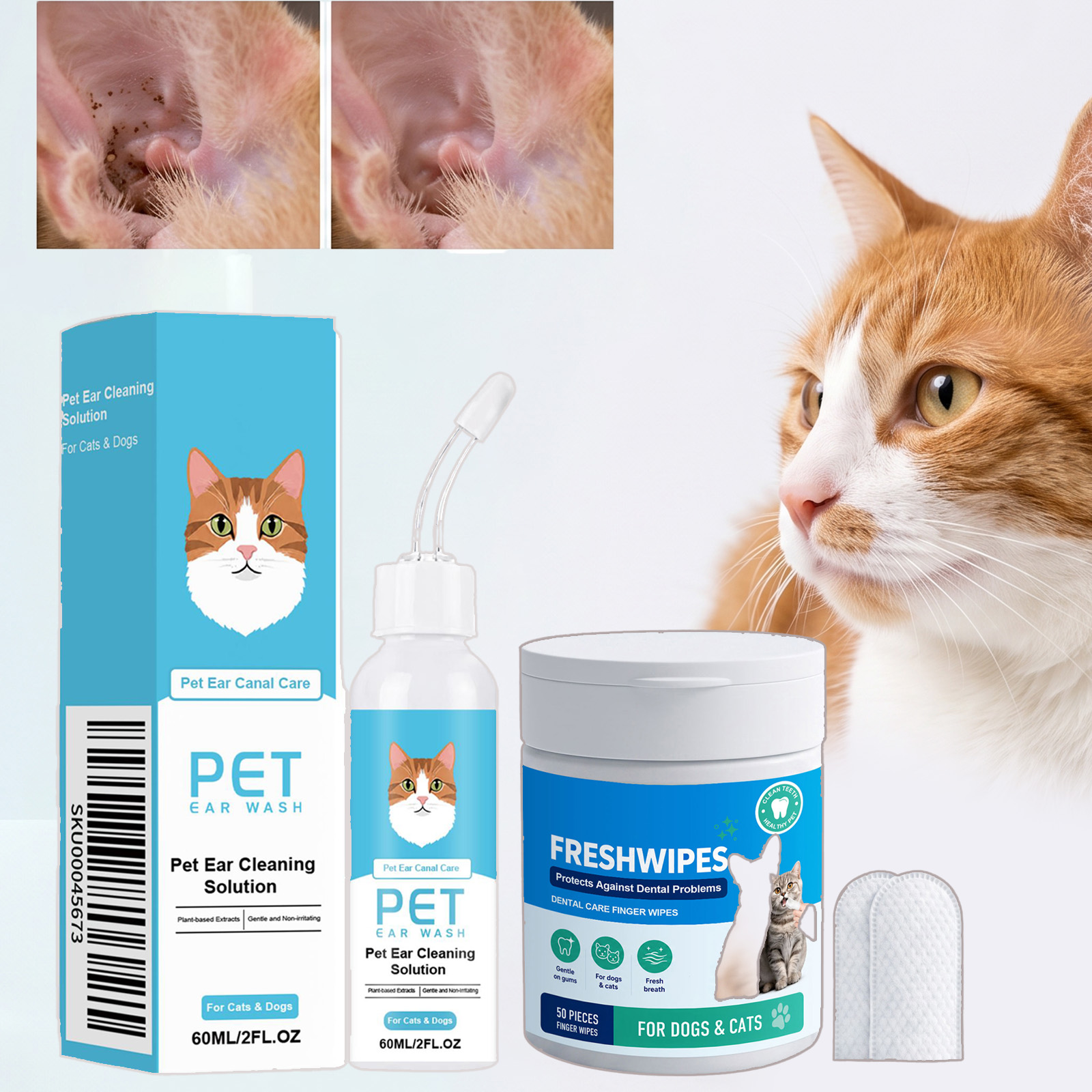Pet Ear Cleaner - 2 Unidades de Gotas Naturais para